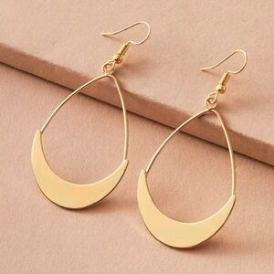 Moon hoop earrings; 2.5"h x 1.3"w 18k Gold Plated New